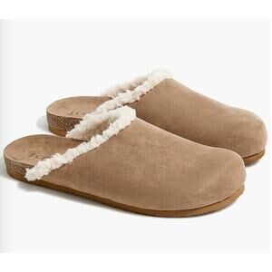 J.Crew Faux-suede Clog Slippers Sz 10 Sherpa Lining J Crew Comfy Cozy Casual